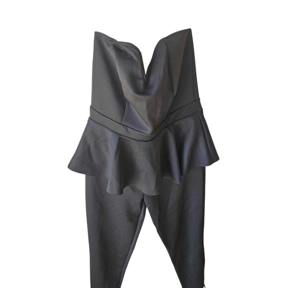 Nwt Curvy Sense Plus Size 2X Black Strapless Low Cut One Piece Jumpsuit Romper. - Picture 2 of 3